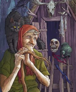 Crone And Her Cat Paint By Number