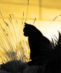 Cute Lonely Cat Silhouette Paint By Number