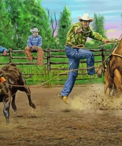 Farm Calf Roping Art Paint By Numbers