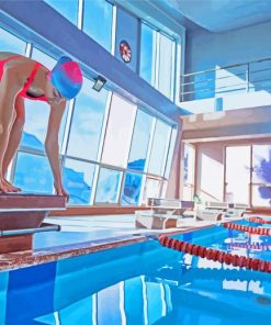 Female Swimmer On Block Paint By Number