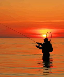 Fishing At Sunset In Water Paint By Number