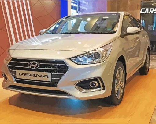 Grey Hyundai Verna Paint By Numbers