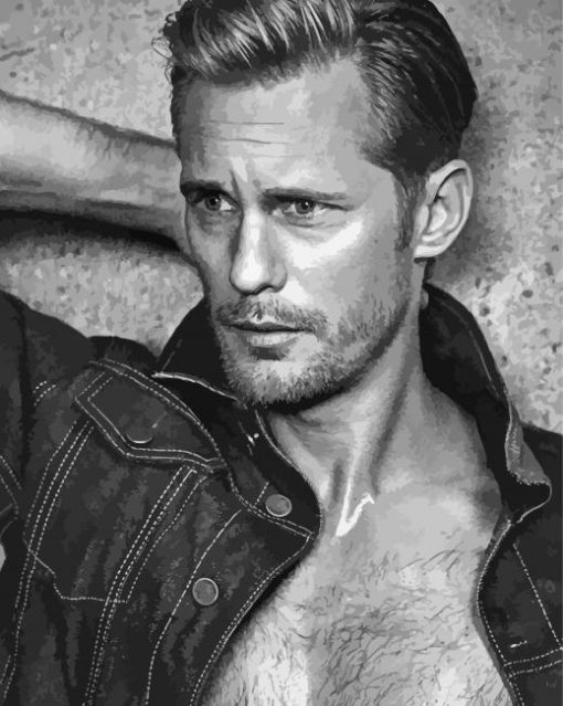 Monochrome Handsome Alexander Skarsgard Paint By Numbers