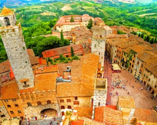 Old Buildings San Gimignano Paint By Numbers