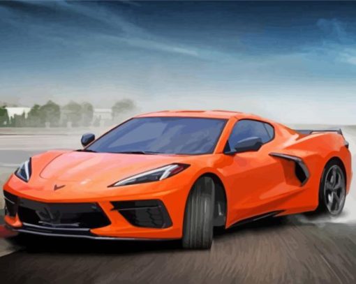 Orange Chevy Corvette Stingray Paint By Number