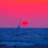 Pink Sunset With Boat Paint By Numbers