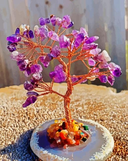 Purple Crystal Tree Paint By Number