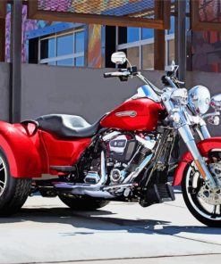 red Three Wheeler Harley Davidson Trike Paint By Numbers