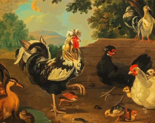 Rooster Chicken Family Art Paint By Number