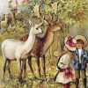 Two Young Children Feeding The Deer In Park English School Paint By Numbers