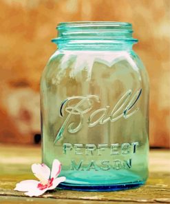 Vintage Blue Mason Jar Paint By Numbers