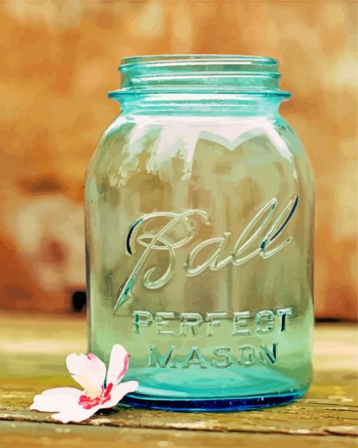 Vintage Blue Mason Jar Paint By Numbers