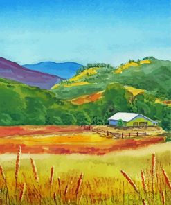 White Barns On The Farm Art Paint By Number