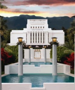 White Hawaii Temple Building Paint By Number