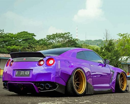 2018 Nissan GTR Dark Purple Car Paint By Number