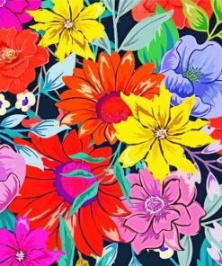 Abstract Colorful Flowers Paint By Number