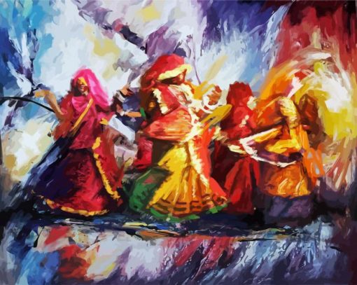 Abstract Indian Dancing Women Paint By Numbers