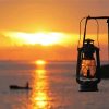 Beach Lantern At Sunset Paint By Number