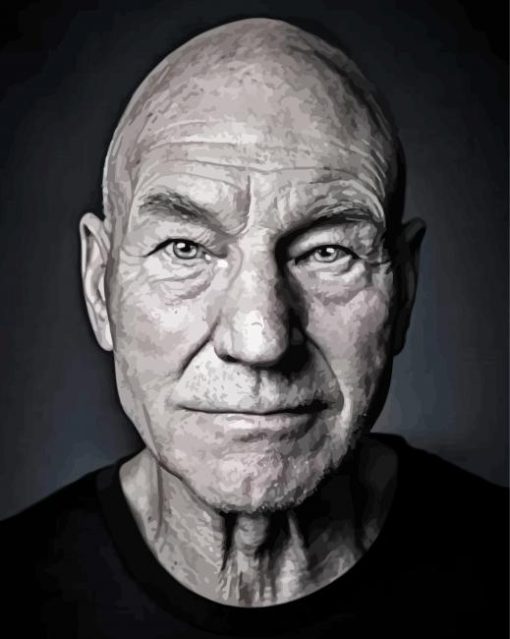 Black And White Patrick Stewart Paint By Numbers