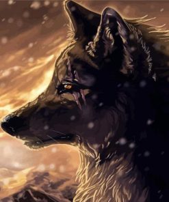 Black And Brown Wolf Art Illustration Paint By Numbers