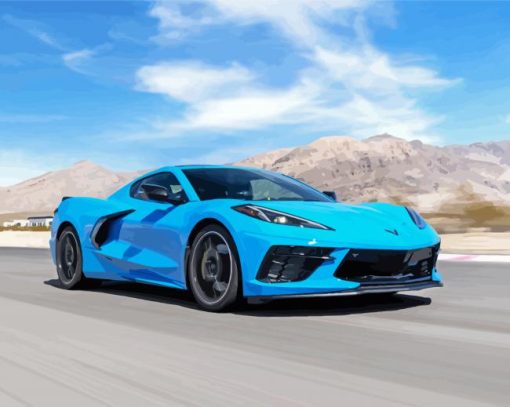 Blue Chevrolet Corvette Stingray Paint By Numbers