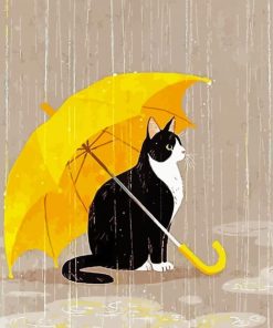 Cat Under Umbrella Paint By Numbers