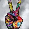 Colorful Peace Sign Hand Paint By Numbers