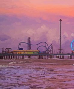 Galveston Island Historic Pleasure Pier Seascape Paint By Numbers