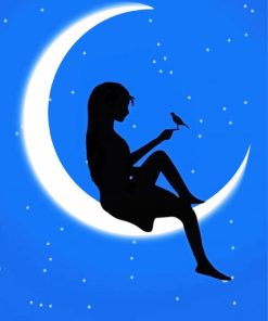 Girl Sitting On Crescent Moon Paint By Number