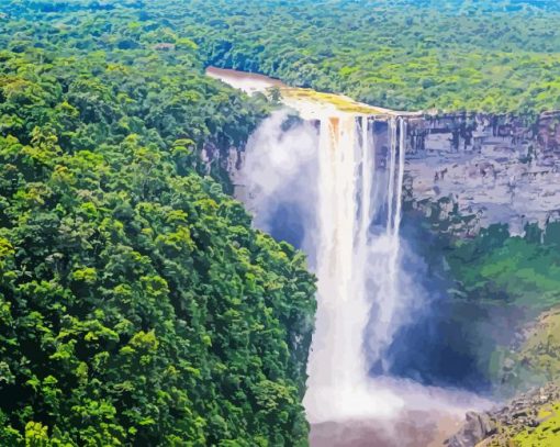 Guyana Falls Landscape Paint By Number