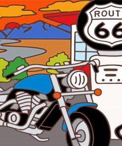 Route 66 Motorcycle Art Paint By Numbers