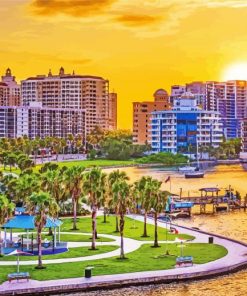 Sarasota Buildings At Sunset Paint By Numbers