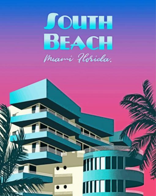 South Beach Florida Poster Paint By Numbers