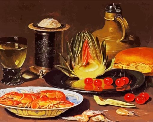 Still Life Bread And Fruit Paint By Numbers