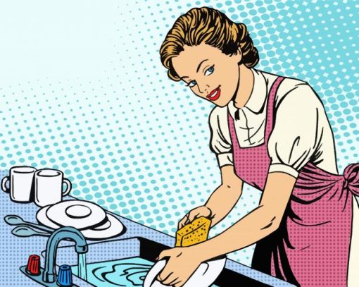 Woman washing Dishes Pop Art Paint By Numbers