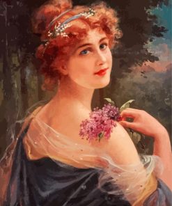 Young Woman With Sprig Of Lilac Emile Vernon Paint By Numbers