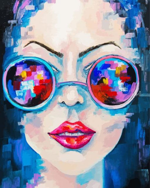 Abstract Girl With Glasses Paint By Numbers