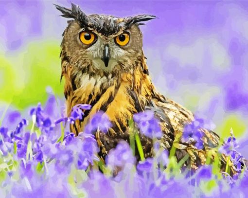 Aesthetic Owl With Flowers Art Paint By Number
