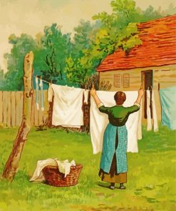 Aesthetic Woman Hanging Laundry Art Paint By Numbers