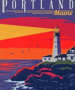 Aesthetic Maine Poster Illustration Paint By Numbers