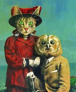 Aesthetic Owl And Cat Art Paint By Numbers