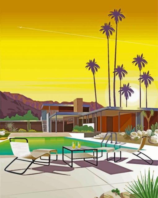 Aesthetic Palm Springs Pool Poster Paint By Number