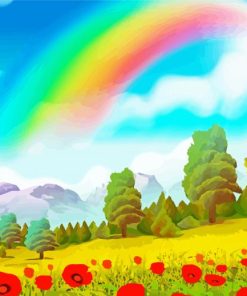 Aesthetic Rainbow landscape Paint By Numbers