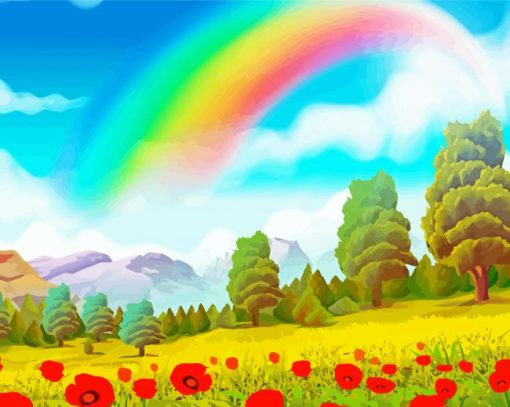 Aesthetic Rainbow landscape Paint By Numbers