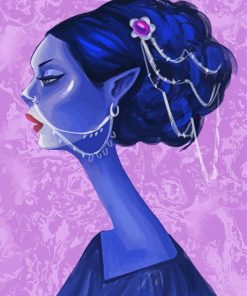 Blue Girl Side Profile Art Paint By Numbers