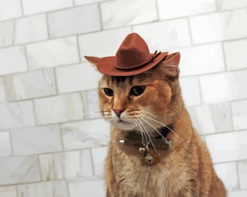 Cat With Brown Hat Paint By Number