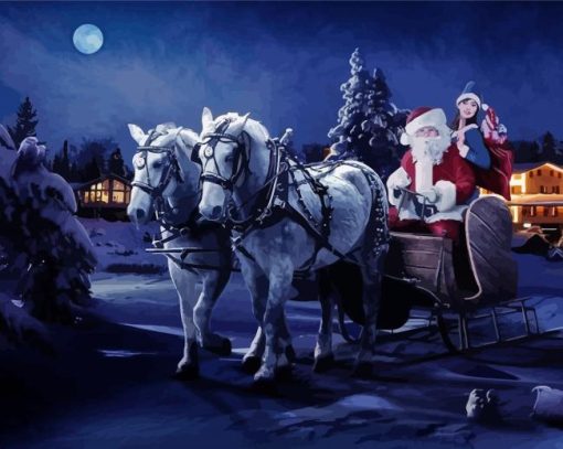 Christmas Horse And carriage Paint By Numbers