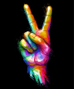 Colorful Peace Sign Hand Paint By Numbers