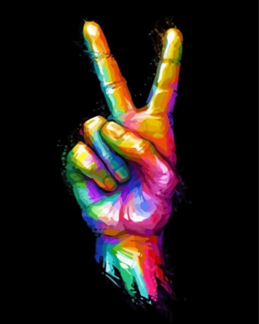 Colorful Peace Sign Hand Paint By Numbers