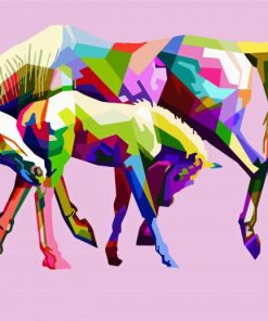 Colorful Horses Abstract Paint By Numbers